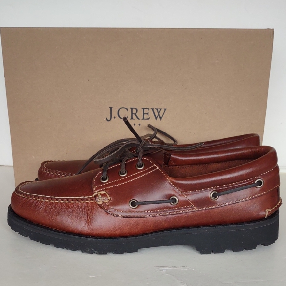 BRAND NEW J.Crew Men's Tan Leather Boat Shoes